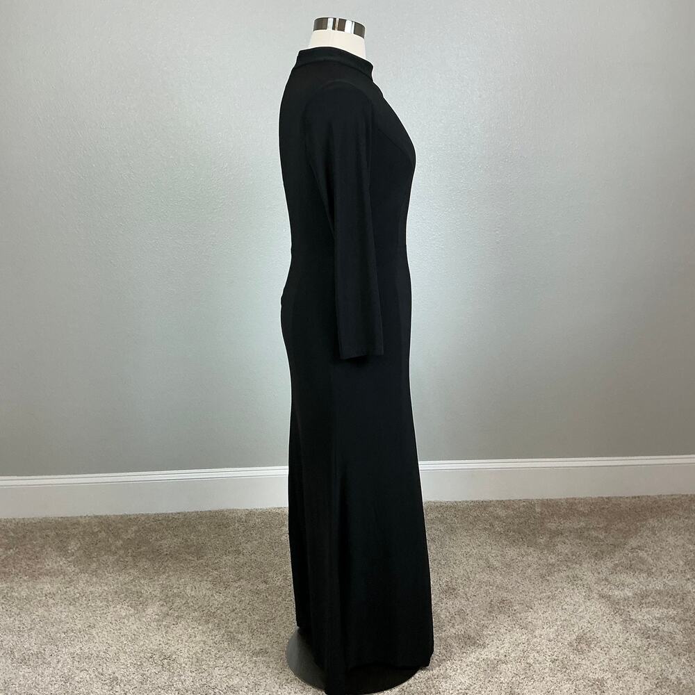 XSCAPE Cut Out Long Sleeve Halter Neck Sheath Evening Gown Black Size 16P Dress - Picture 4 of 12